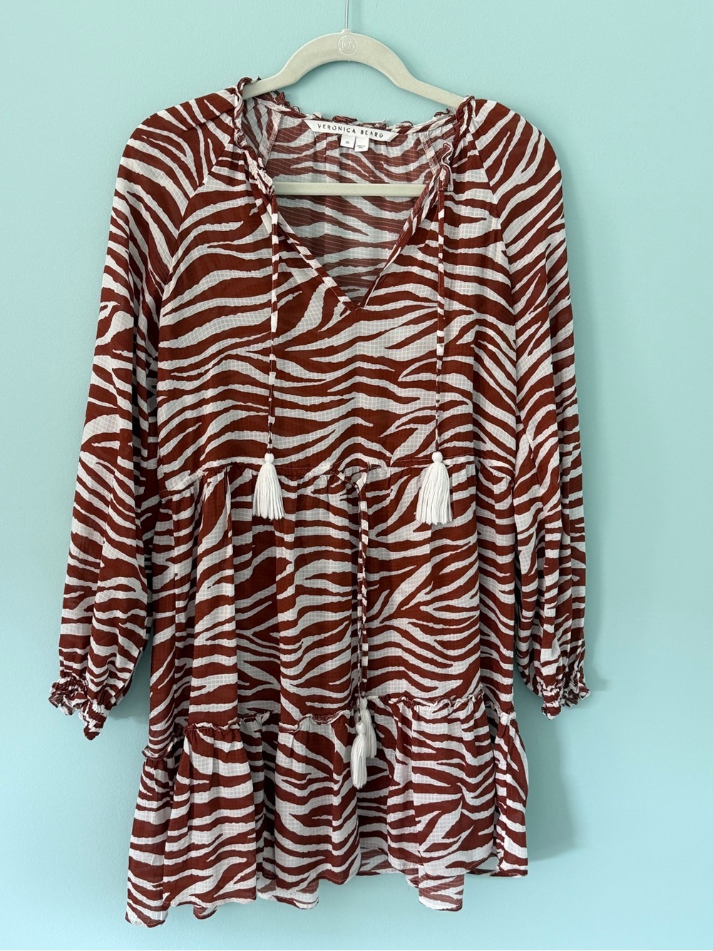 Veronica Beard Rust & White Zebra Print Blouse